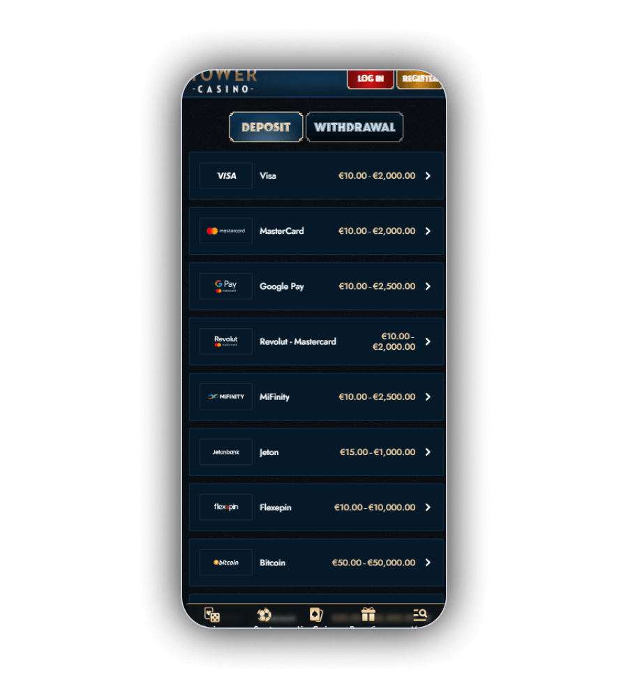 Cashier with the deposit and payout routes and the amount each carries per order